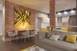 Кухня-гостиная в 3-х комнатной квартире