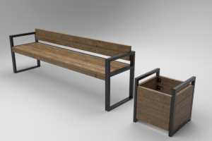 Лавочка и мусорница, стиль лофт