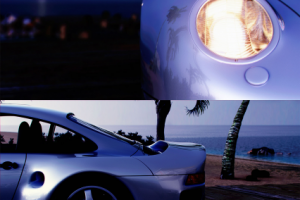 Porsche. Рассвет на пляже