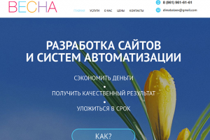 Одностраничник компании по ведению интернет-проектов, 2013 г.