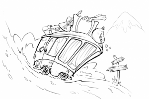 Стилизованы рисунок автобуса.