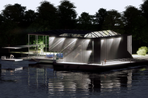 Речная пристань (ночная графика)