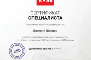 Сертификат сервиса автоматизации рекламы K:50 Правила