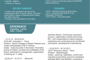 Макет и текст для резюме собственной разработки на англ. языке