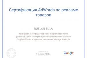 Сертификат Adwords по Google Merchant