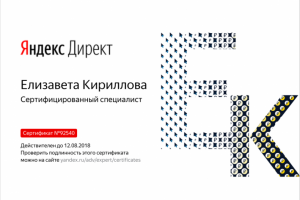 Сертификат Яндекс Директ