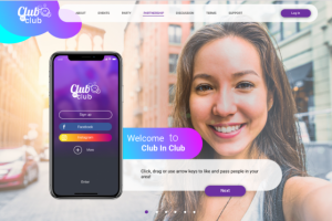 Лэндинг для мобильного приложения Club in Club