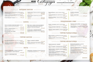 Меню ресторана "Сковородка"