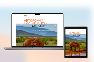 Яркий нестандартный лендинг для тура в Африку