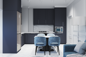 Кухня-гостиная, стиль неоклассика.