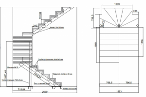 Проектирование поворотной лестницы с "забежными ступенями"