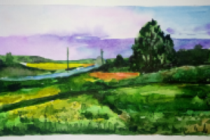 Пейзаж, акварель. А4