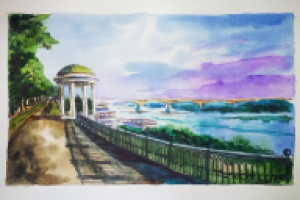 Пейзаж, акварель.