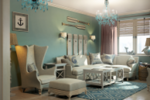 Стиль "Майями".Москва. Гостиная