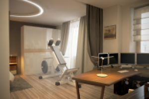 Стиль современный. Санкт-Петербург. Спальня-кабинет.