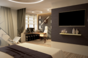 Стиль современный. Санкт-Петербург. Спальня-кабинет.