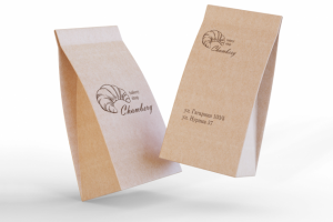 Крафтовый пакет для выпечки с логотипом пекарни