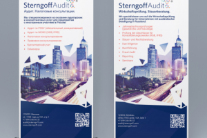 Дизайн роллапа и рекламного макета «Штернгофф Аудит»