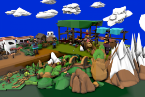 3d игровая модель. Лоу поли город