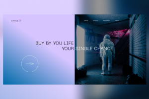 Первый экран сайта "SPACE X"