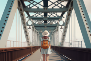 девушка на мосте