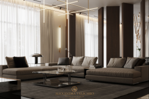 Кухня - гостиная в доме в стиле минимализм