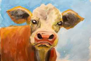 Корова.  Гуашь.