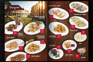 Разработка и верстка меню для ресторана