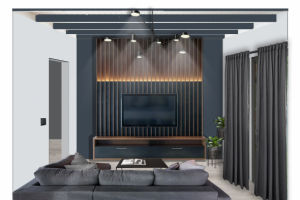 3D Коллаж, гостиная в доме 132 кв.м