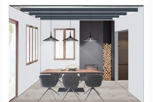 3D Коллаж, гостиная в доме 132 кв.м