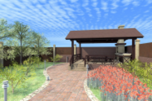 Открытая веранда с барбекю. Чешская деревня