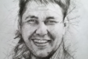 Портрет в "каракулиевой" технике (бумага/карандаш)