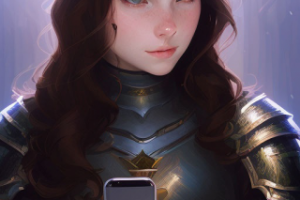 Средневеовый рыцарь со смартфоном