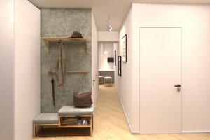 Прихожая и кухня в однокомнатной квартире в Москве