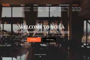 LandingPage для ресторана "Voila"