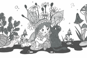 Детская иллюстрация в черно белом стиле