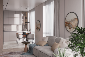 Кухня-гостиная , трехкомнатная квартира г.Москва