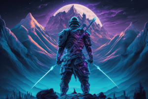 Самурай с двумя неоновыми кленками