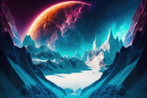 Illustration of mountain rocks with a vi