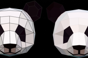 Голова панды в стиле паперкрафт