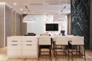 Дизайн-проект квартиры 114,65 м2 Кухня гостиная