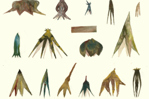 гуашь - воображаемые растения