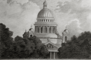 Исаакиевский собор. Бумага, графитный карандаш. Формат А3