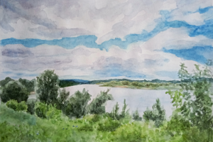 Пейзаж. Бумага, акварель. Формат А3