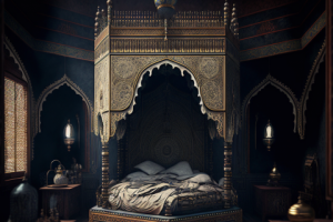 Совмещение в интерьере готического и марокканского стиля.