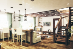 Гостиная с лестницей