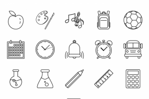 Школьные иконки. Контур.