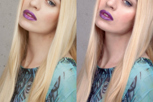 Девушка с фиолетовой помадой