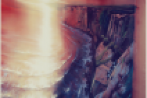 Панорама закат в интерьере рисунок и дизайн.