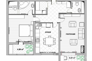 План квартиры с мебелью 1